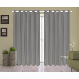 Cortina Corta Luz 4,00m X 1,80m 100% Blackout PVC Cinza Para Sala Ou Quarto Para Varão Simples - 1