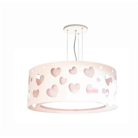 LUSTRE INFANTIL PENDENTE CORAÇÕES DUPLO - BRANCO 50X16