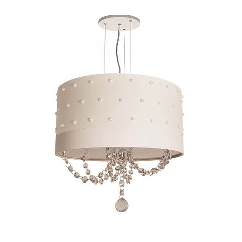 Lustre Pendente Infantil Pérolas com Cristal 30X15 Branco