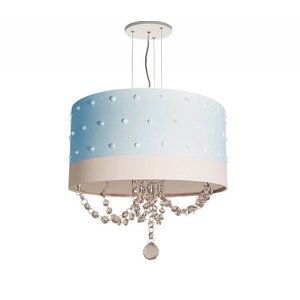 Lustre Pendente Infantil Pérolas com Cristal 30X15 Azul Bebê