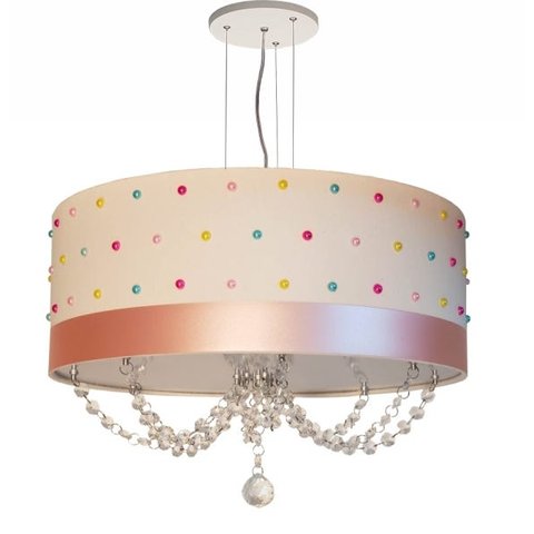 Lustre Infantil Pendente Pérolas Coloridas 50X15 Crú