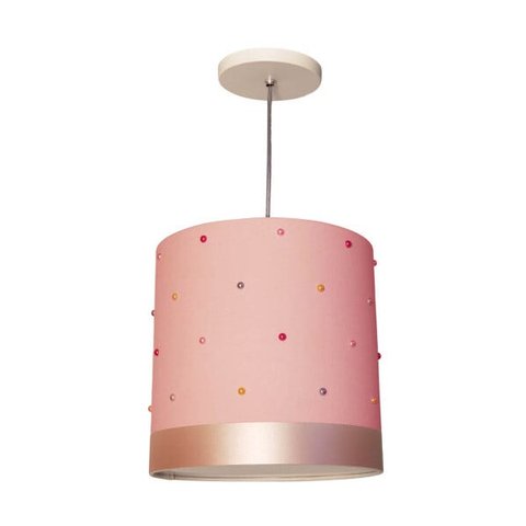Lustre Pendente Infantil Pérolas Coloridas - 25X25 Rosa