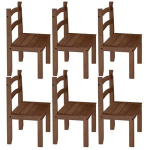 Kit com 6 Cadeiras Avulsas Madeira Maciça - Chocolate