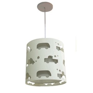 Lustre Infantil Pendente Recorte Carrinhos 25x25 Cinza