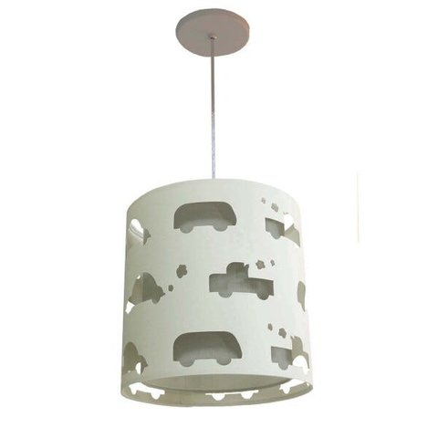 Lustre Infantil Pendente Recorte Carrinhos 25x25 Cinza