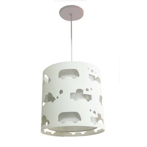 Lustre Infantil Pendente Recorte Carrinhos 25x25 Branco