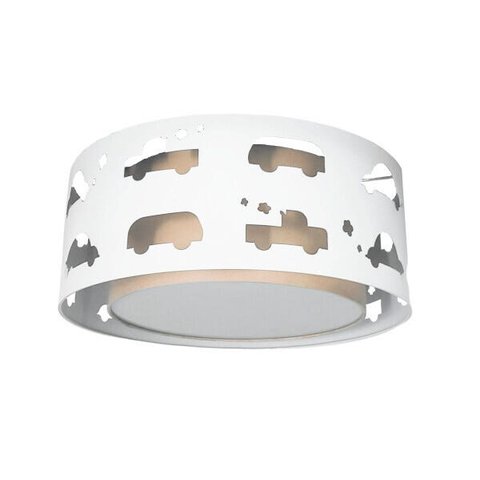 Luminária Infantil Plafon Carrinhos Cáqui 50x16