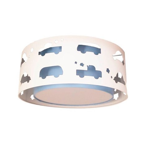 Luminária Infantil Plafon Carrinhos Azul bebê 50x16
