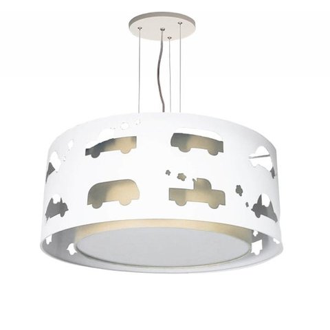 Lustre Infantil Pendente Recorte Carrinhos -40x16 Crú
