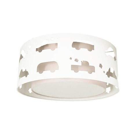 Luminária Infantil Plafon Carrinhos Branco 40x16