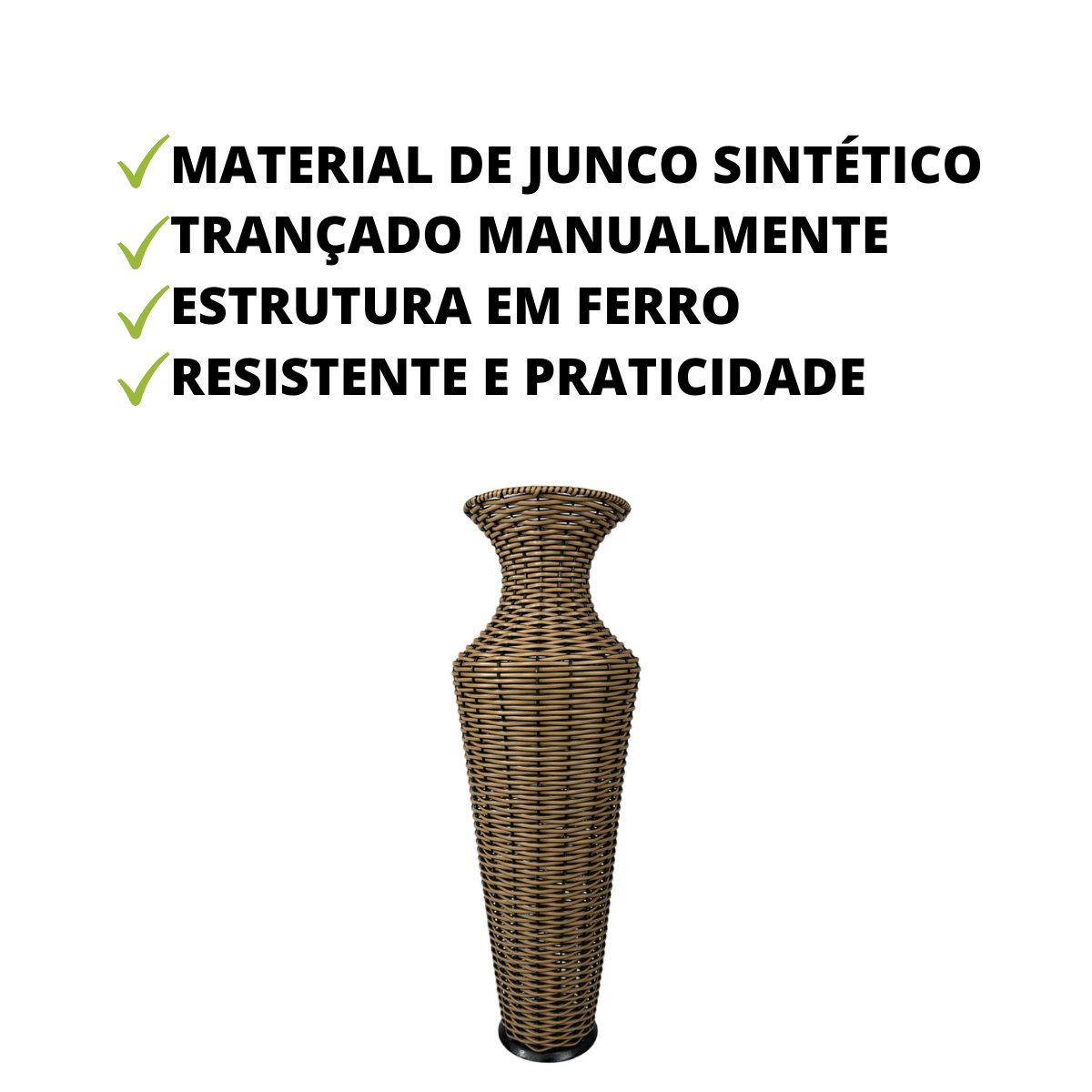 Kit 02 Vasos Urcas de Chão Decorativos Junco Sintético - 2