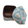 Caixa Decorativa de Palha e Miçangas Azul e Marfim 14cm - 2