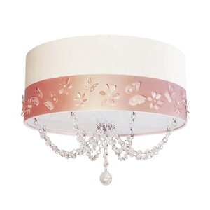 Luminária Infantil Plafon Faixa flores e Borboletas Branco30