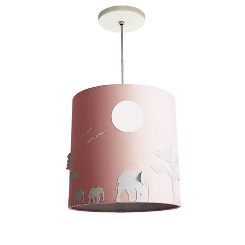 Lustre Infantil Pendente Safári 25x25 Rosa