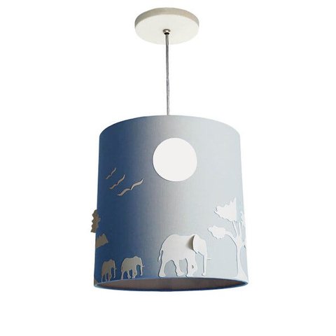 Lustre Infantil Pendente Safári 25x25 Azul bebê