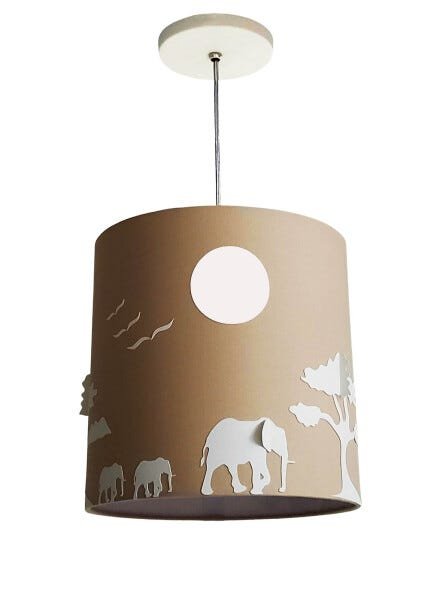 Lustre Infantil Pendente Safári 25x25 Cáqui