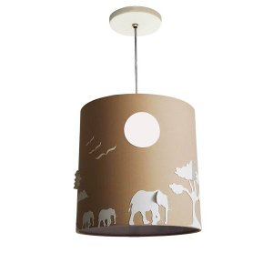 Lustre Infantil Pendente Safári 25x25 Cáqui