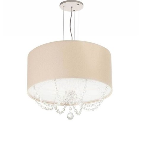 Lustre Pendente Com Cristais Cilindrica 30X15 Cáqui