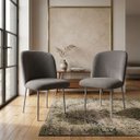 Ver imagem 1 de Kit 2 Cadeiras Sala Jantar Base Aço Cinza Elana Jvb Móveis: Cinza