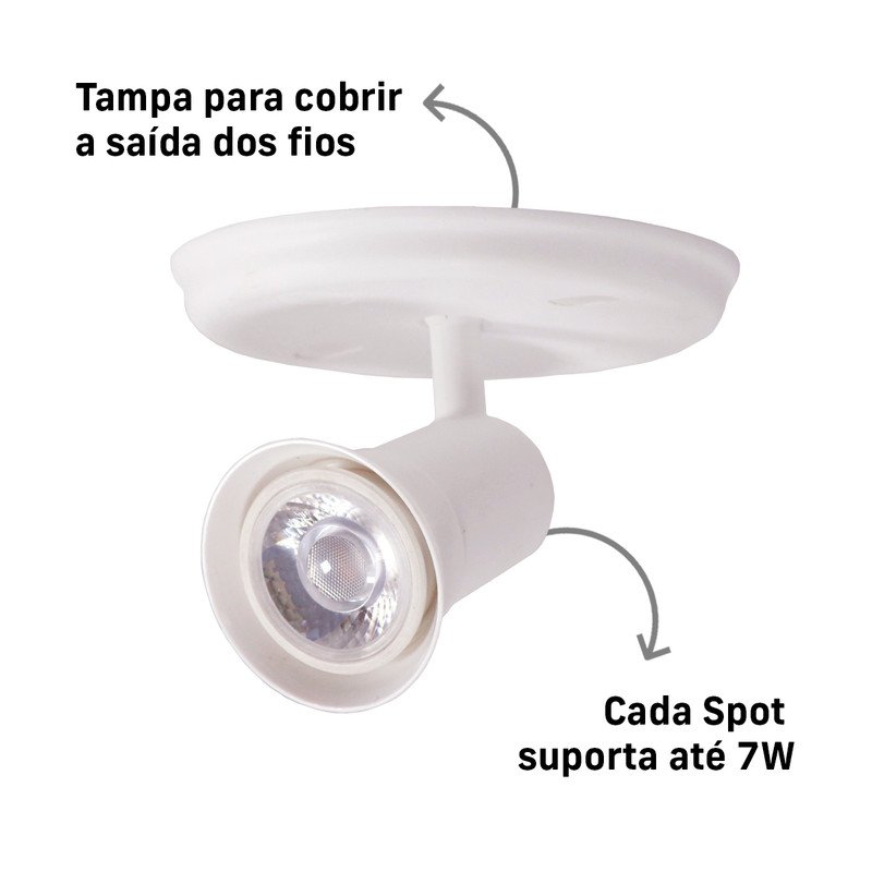 Spot de Sobrepor 1 Gu10 Dicroica Direcionável + 1 Lâmpada Cor:preto;temperatura:morno - 5