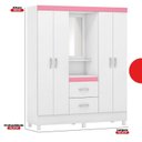 Ver imagem 3 de Guarda-Roupa Infantil 4 Portas Capela Encanto Branco/Rosa