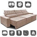 Ver imagem 3 de Sofá Retrátil e Reclinável 3,55m Cama inBox Big Star com SoftGel D40 Velupluma Bege