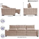 Ver imagem 2 de Sofá Retrátil e Reclinável 3,55m Cama inBox Big Star com SoftGel D40 Velupluma Bege