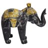 Elefante Madeira Balsa Branco com Preto e Dourado 26cm - 1