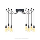 Ver imagem 1 de Lustre Aranha com 7 Pendentes (2m Cabo Preto+ Soquetes + Canopla)
