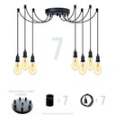 Ver imagem 3 de Lustre Aranha com 7 Pendentes (2m Cabo Preto+ Soquetes + Canopla)