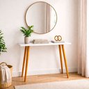 Ver imagem 3 de Aparador Moderno para Sala e Hall de Entrada 90x35x82 cm 4 Pés de Madeira – Mesa Decorativa Branco