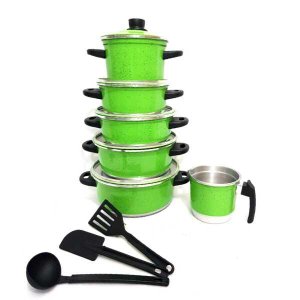 Jogo de Panela Caçarola 5 pçs fervedor nº 12 Panela de Pressão 4,5 litros Verde