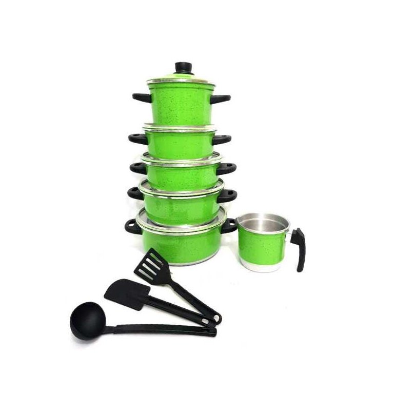 Jogo de Panela Caçarola 5 pçs fervedor nº 12 Panela de Pressão 4,5 litros Verde