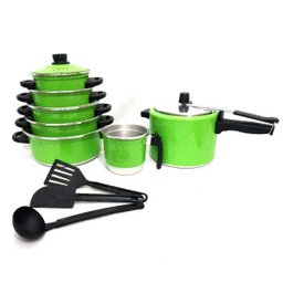 Jogo de Panela Caçarola 5 pçs fervedor nº 12 Panela de Pressão 4,5 litros Verde - 4