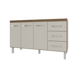 Balcão Armário Cozinha Gabinete Pia de 140 Cm Carine com 3 Portas e 3 Gavetas Savana Off White - 1