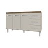 Balcão Armário Cozinha Gabinete Pia de 140 Cm Carine com 3 Portas e 3 Gavetas Savana Off White - 1