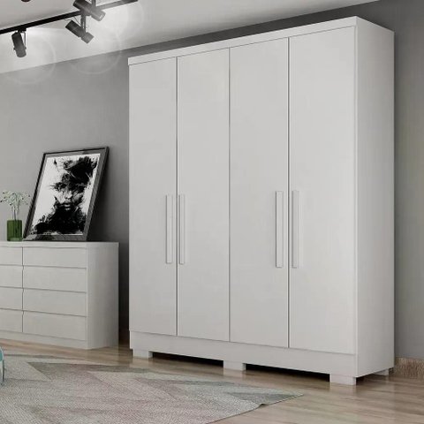 Guarda Roupa Milly 4 Portas 2 Gavetas Cor:branco