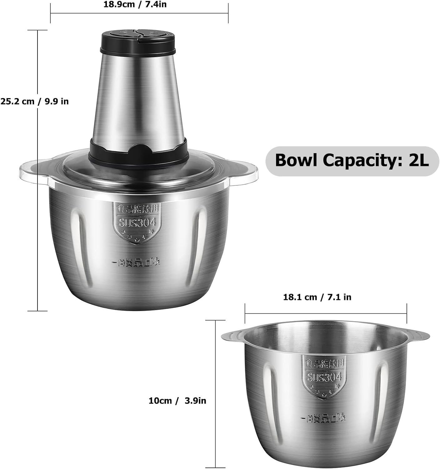 Multi Triturador de Carne e Legumes 2l Inox 4 Lâminas 110v - 3