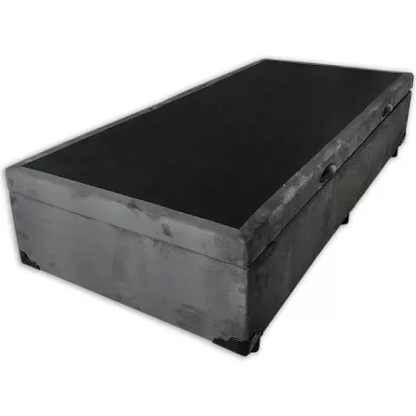Ver imagem 2 de Cama Box Baú Solteirão King Blindado Suede Cinza 203X96X44 Cm