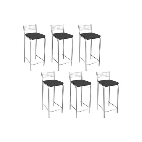 Banqueta de Cozinha Gênova B705 Kit 6 Un Cromada/preto 110 - Kappesberg