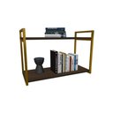 Ver imagem 2 de Nicho Industrial 2 Prateleiras Maldivas Ferro Dourado Tampo Amêndoa 80cm