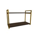 Ver imagem 1 de Nicho Industrial 2 Prateleiras Maldivas Ferro Dourado Tampo Amêndoa 80cm