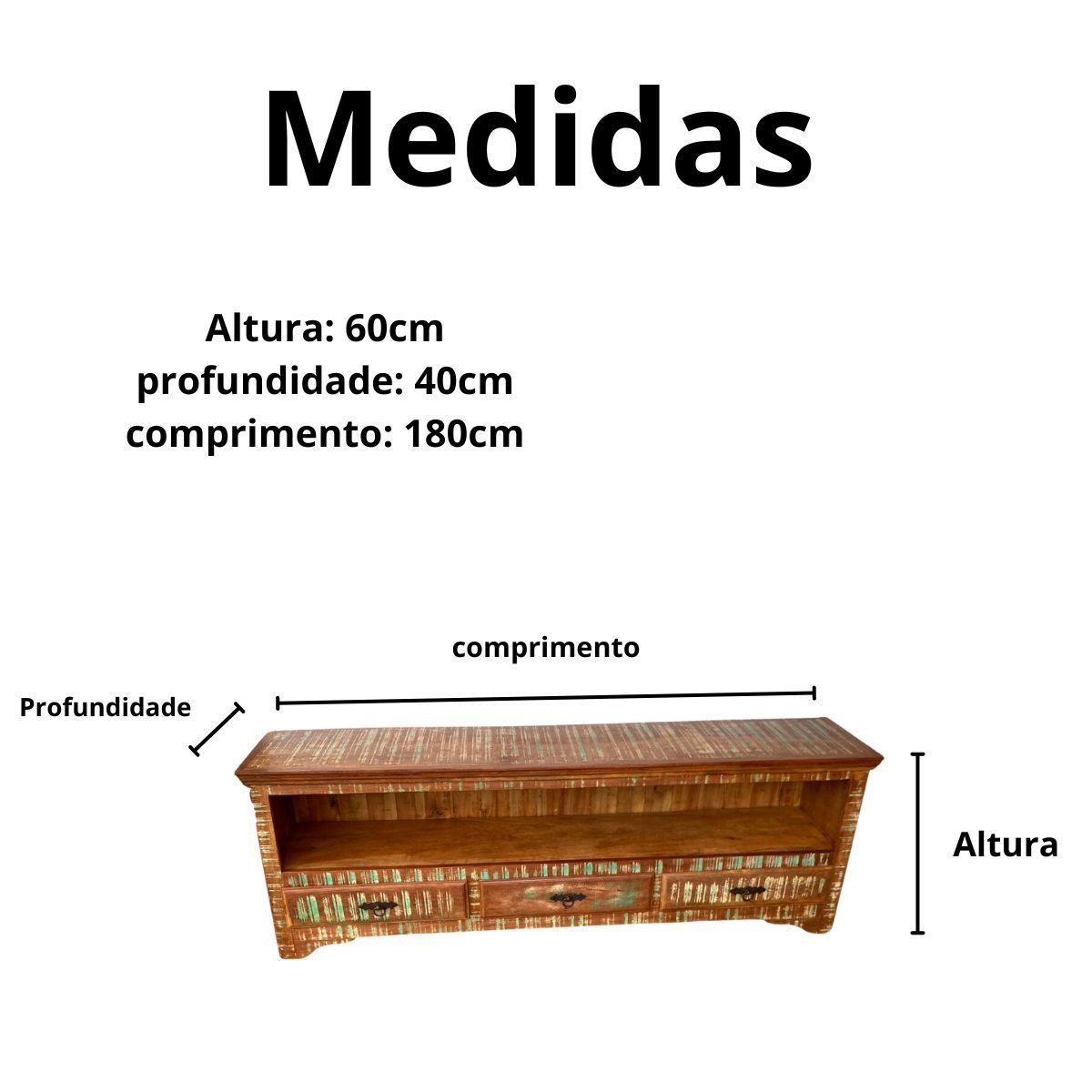 Rack para Tv Madeira de Demolição Rustica Direto de Fábrica - 5