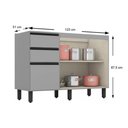Ver imagem 3 de Gabinete de Cozinha Modulado Balcão Belize 2 Portas e 3 Gavetas p/ Pia Cinza - Henn