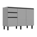 Ver imagem 1 de Gabinete de Cozinha Modulado Balcão Belize 2 Portas e 3 Gavetas p/ Pia Cinza - Henn