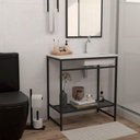 Ver imagem 2 de Gabinete Banheiro Ferro Iron Black 80x45cm Branco Fosco