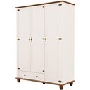 Ver imagem 5 de Guarda Roupa Solteiro Alegra 3 Portas de Bater 1 Gaveta MDF-MDP Off White Nogueira Lyam Decor 141cm