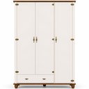 Ver imagem 3 de Guarda Roupa Solteiro Alegra 3 Portas de Bater 1 Gaveta MDF-MDP Off White Nogueira Lyam Decor 141cm