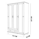 Ver imagem 6 de Guarda Roupa Solteiro Alegra 3 Portas de Bater 1 Gaveta MDF-MDP Off White Nogueira Lyam Decor 141cm