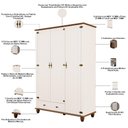 Ver imagem 7 de Guarda Roupa Solteiro Alegra 3 Portas de Bater 1 Gaveta MDF-MDP Off White Nogueira Lyam Decor 141cm